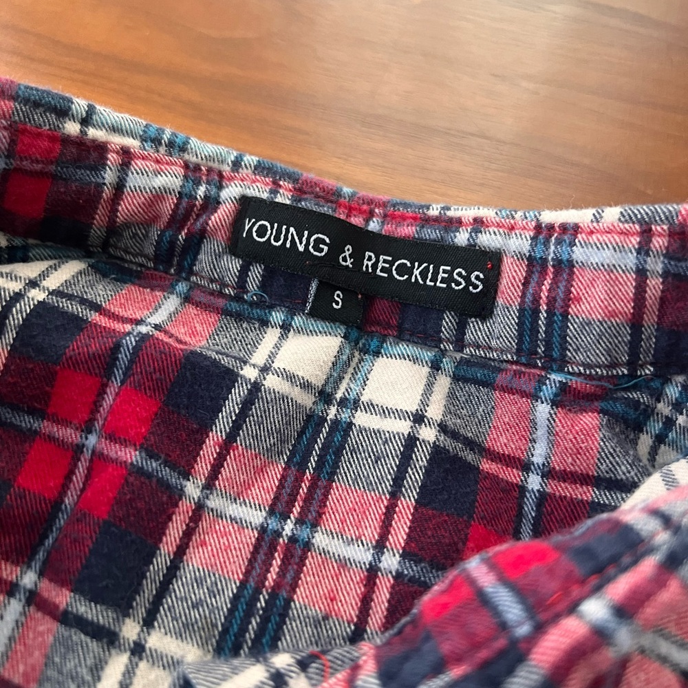 Young & Reckless Red and Navy Plaid Shirt